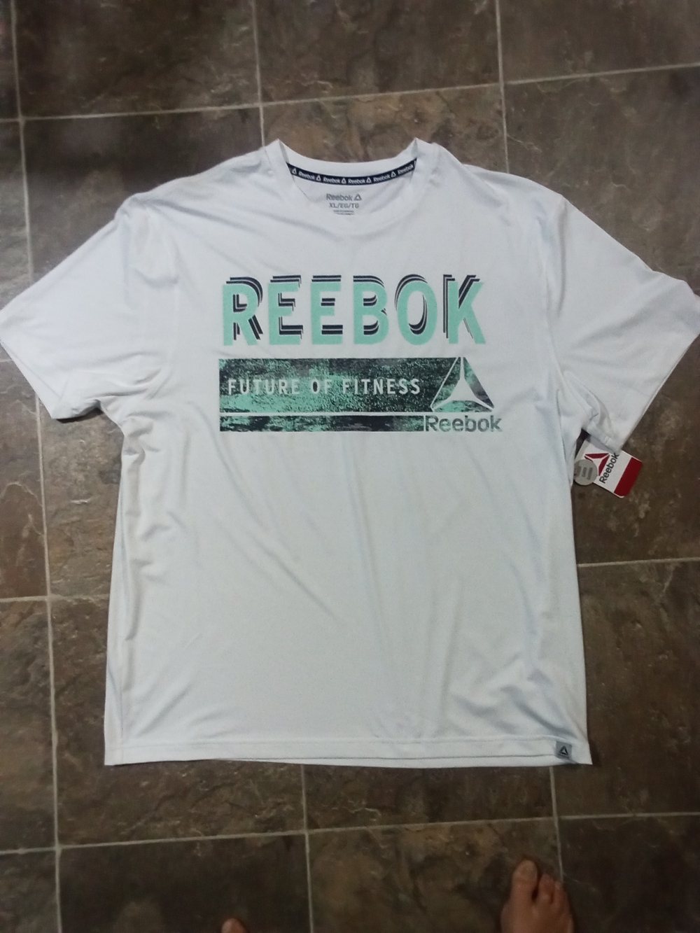 Reebok Men’s White Short-Sleeve Tee with Mint Graphic